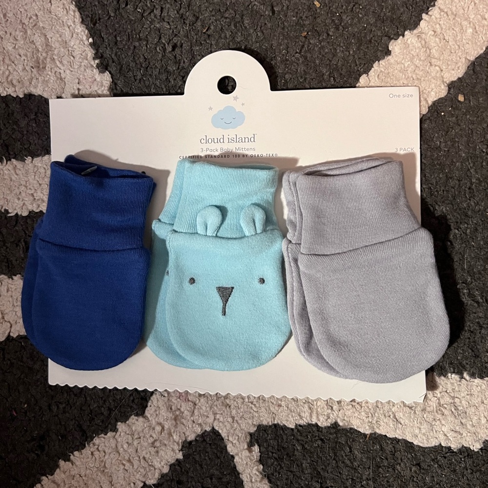 Cloud Island 3-pack baby mittens